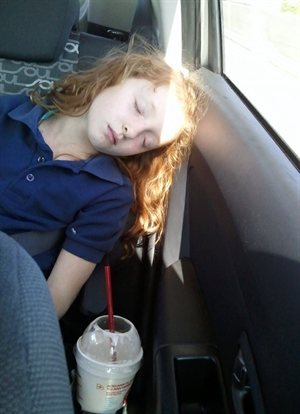 The end of a long and fun day, our sleepy little second grader!