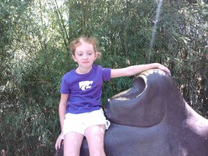 Natalie loves to climb on this gorilla, I must have about 100 pictures of her on this thing