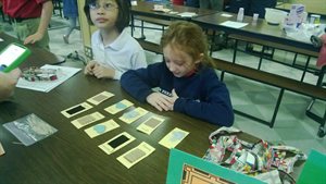 At the feeling station, we had to match cards based on feel with our eyes closed