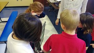 At the sound station, they held a grill by strings against their head and then someone hit with a hammer…fun huh?