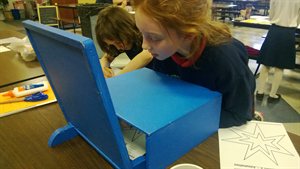 At this station they had a to trace around a picture only looking in a mirror