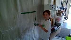 Following the chalk with paint