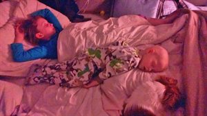 Tired kids at the end of a long day